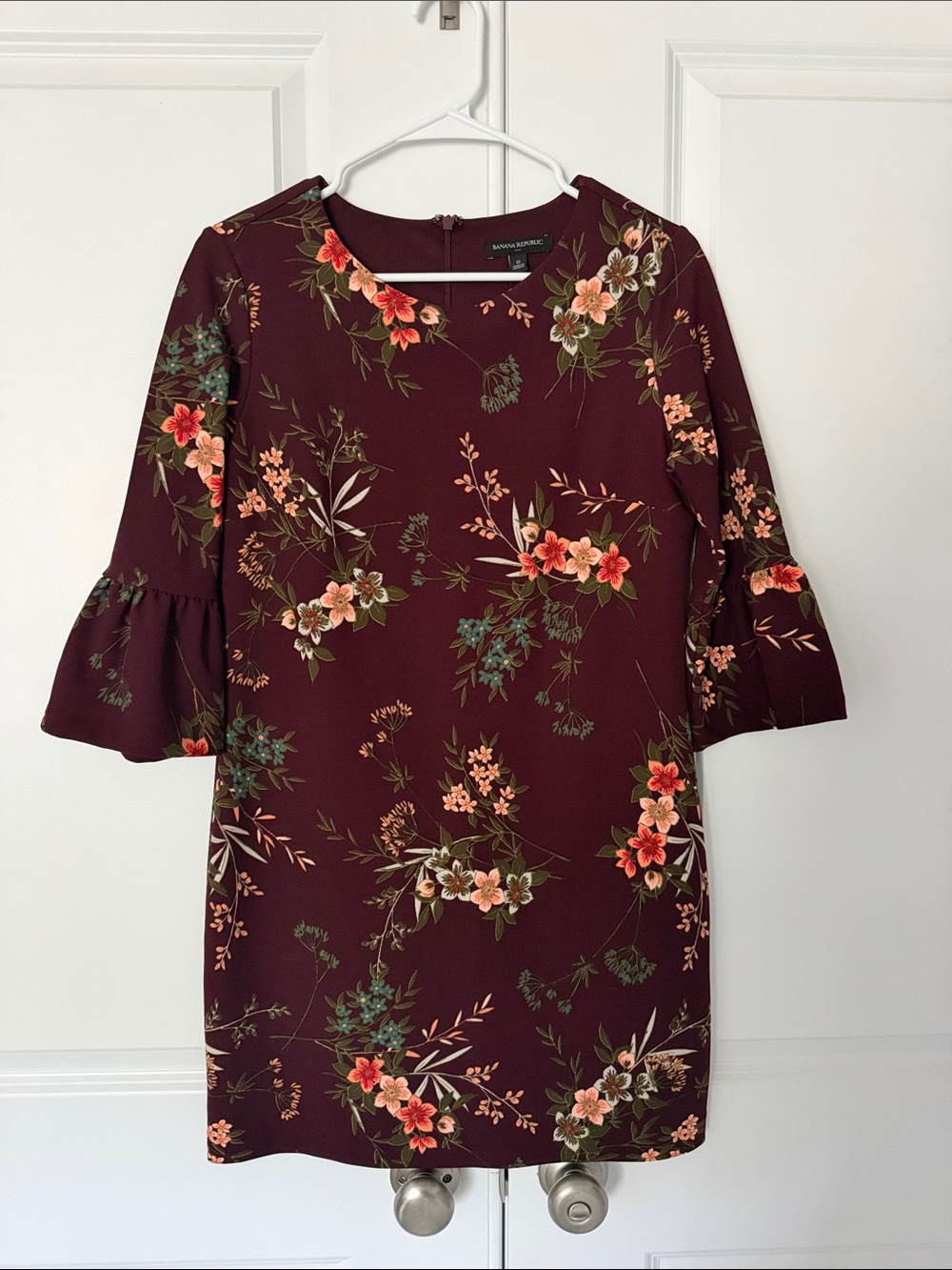 Banana Republic Burgundy Floral Midi Dress